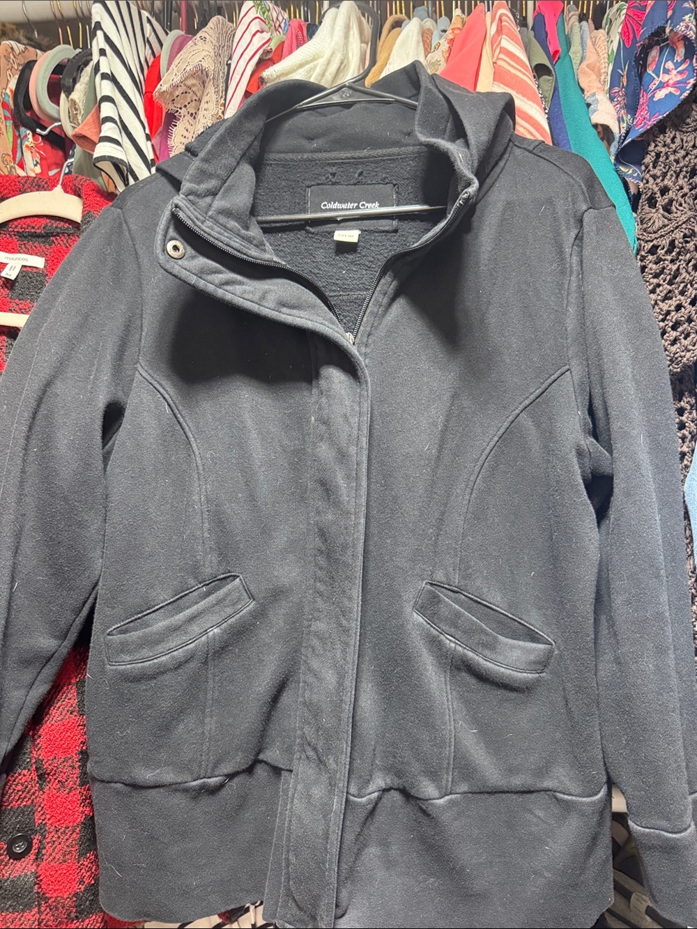 Coldwater Creek Black Utility Fleece Jacket